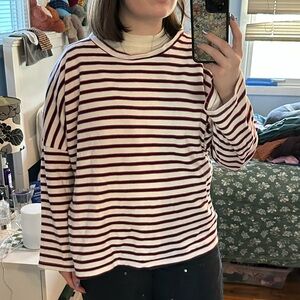 Zara Red Long Sleeve Boxy T-Shirt